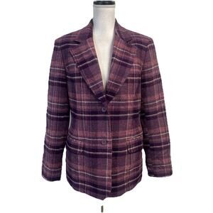 Chadwick's Purple Plaid Wool Blazer Jacket size 10 Pockets Carer Casual Preppy